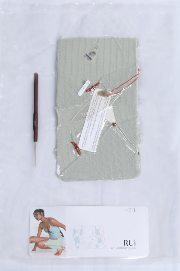 Rui Zhou Pearl Chain Splicing Bodysuit Series Skin-friendly Elastic Stretch RUI-R001-LANBAI Blue and White frosr